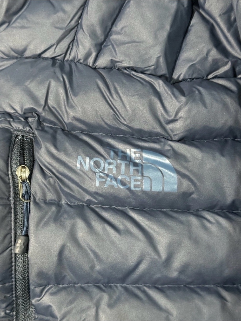 The North Face 800 Down Puffer Jacket Mens L Navy Blue Full Zip Lightweight - Picture 2 of 6